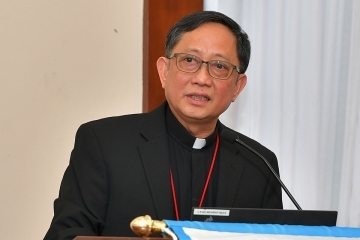 Fr. Pilario at the podium