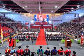 wide view of Carnesecca Arena for 2022 New Student Convocation