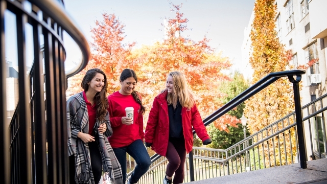 Students Walking up the stairs on St. John's Campus