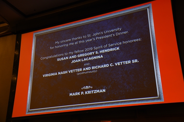 Mark P. Kritzman statement of thanks on the presentation screen