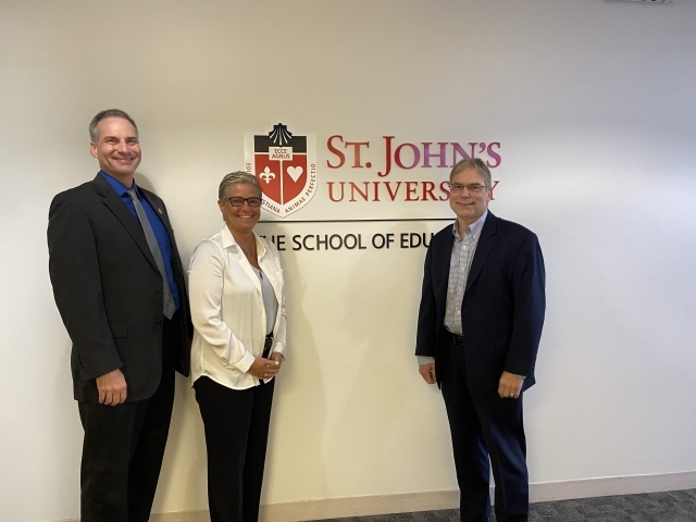 From left: James D. Wolfinger, Ph.D.; Nancy S. Kaplan, Ed.D., Vice Provost for Academic Engagement and Partnerships; and Dominick Palma, Ph.D. 