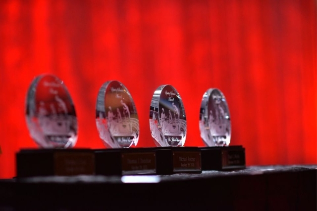 Closeup of spirit of service awards