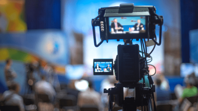Camera Recording Live Television in New York City 