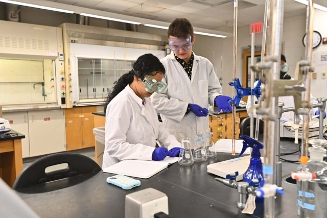 Students working in a campus lab