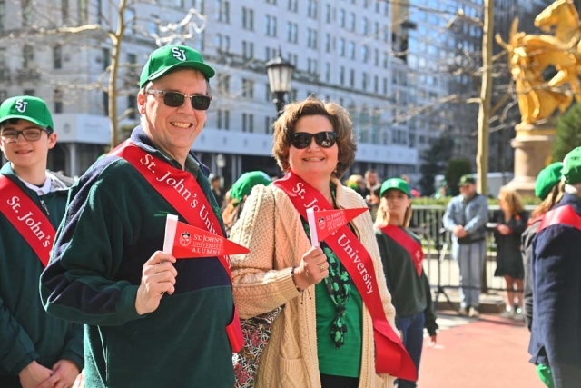 St. John's Alumni gathered at St. Patrick's Day Parade in NYC