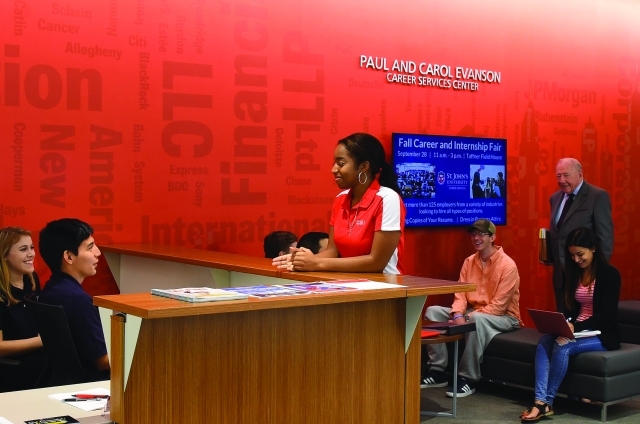 Career Service Center with students and faculty interacting