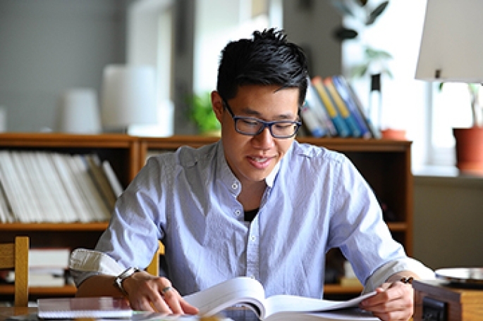 Male student studying