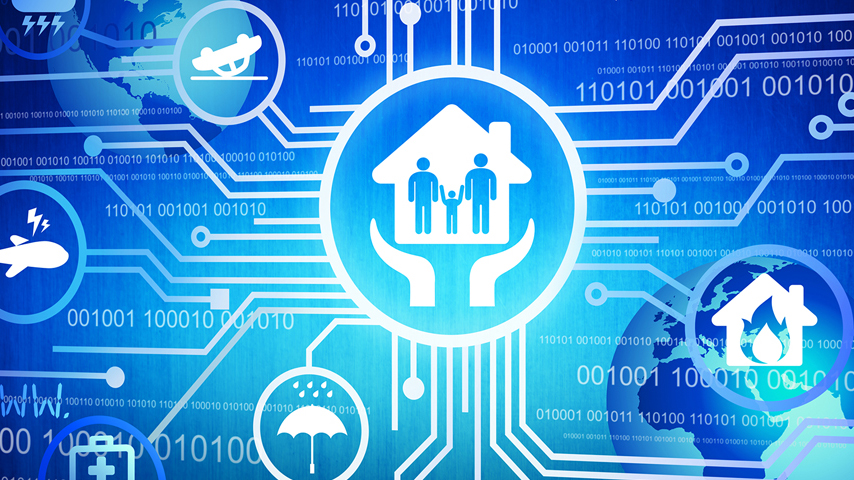 Graphic of family in a house with numbers and lines surrounding them