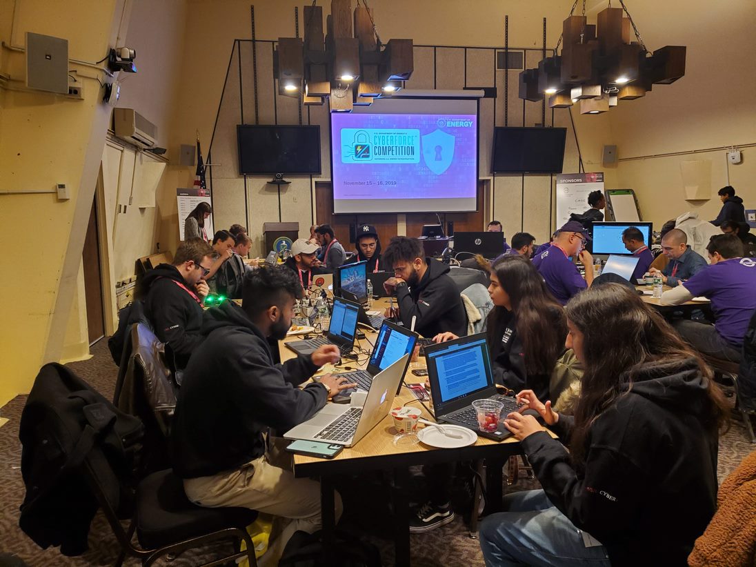 Cyberforce students working hard at the Cyberforce competition
