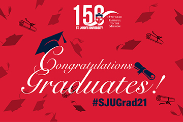 Congratulations Graduates Red Background with Blue caps and scrolls