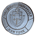 St. John's University Silver Medal featuring University crest.  Text: St. John's University and New York