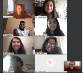 Screenshot of 9 participants on a zoom call 