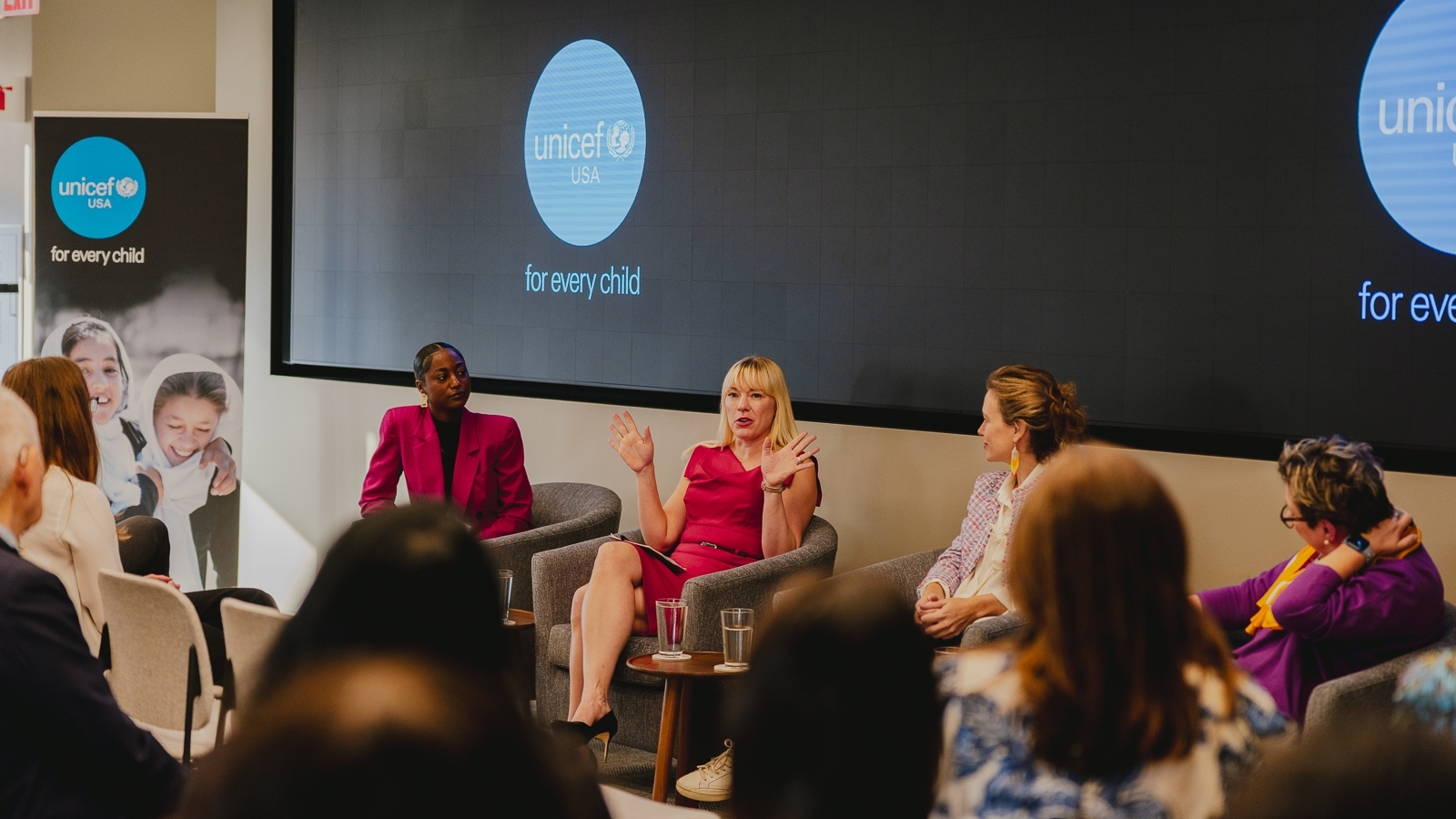 St. John's student speaking in a Unicef Panel 