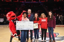 CCPS Student Receives The Dr. Robert Tomes Humanitarian Scholar Award at center court of MSG