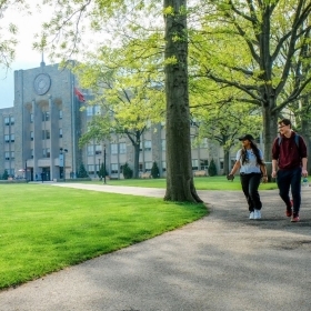 Students walking on campus