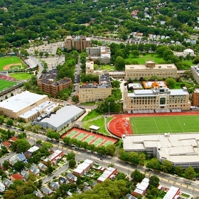 A bird's eye view of the large, yet intimage St. John's Queens, NY Campus 