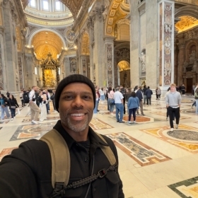 Student headshot in the Vatican  