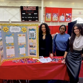 Students at an activities fair  