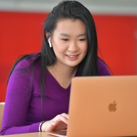 Student creating a brag sheet 