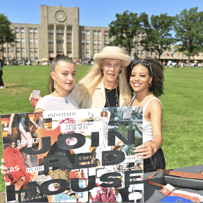 Students and faculty showcasing a college club