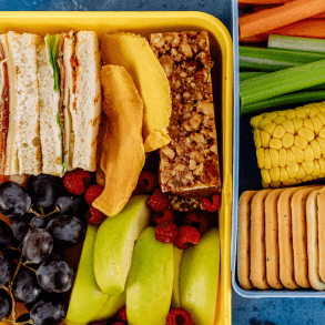 A portable container of healthy snack options for college students 