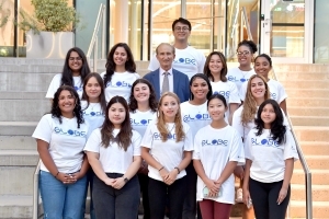 GLOBE fall 2023 Class standing for photo on stairs outside Tobin School of Business