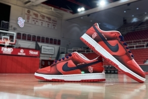 Image of Johnnies Day Nike Dunks on Carnesecca court