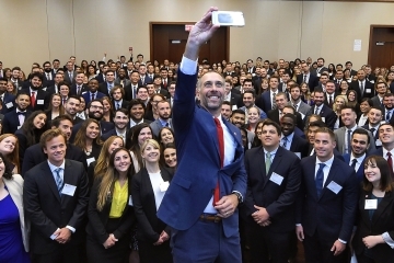 Dean Simons Taking Selfie with Incoming Class