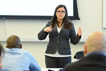 Marcella Mandracchia teaching in a classroom