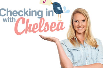 Checking in with Chelsea logo and headshot