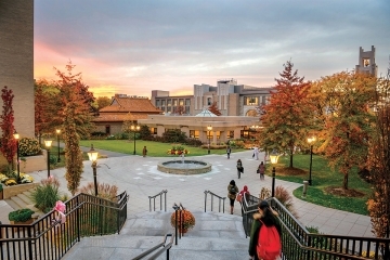 D'Angelo Center overhead view at dusk