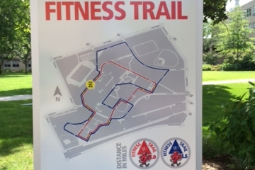 Fitness Trail with campus map and markers of the trail