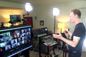 Timothy Keningham filming himself for his class on a virtual call