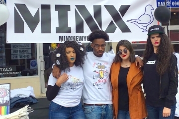 Models wearing MINX NEW YORK clothing brand pose for a photo