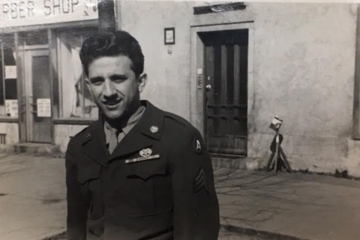 Sgt. Toriello in a black and white photo from Germany