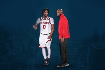 Mike Anderson and Posh Alexander over blue background of NYC