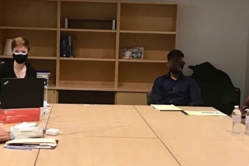 st. john's law student Sam Gagnon and clients at their virtual court hearing