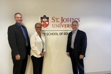 From left: James D. Wolfinger, Ph.D.; Nancy S. Kaplan, Ed.D., Vice Provost for Academic Engagement and Partnerships; and Dominick Palma, Ph.D.