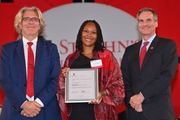 Simon G. Møller, Ph.D., Provost and Vice President for Academic Affairs, University Distinguished Professor, and Provost Endowed Chair; Ceceilia Parnther, Ph.D., Assistant Professor, Department of Administrative and Instructional Leadership; and James D. Wolfinger, Ph.D., Dean, The School of Education