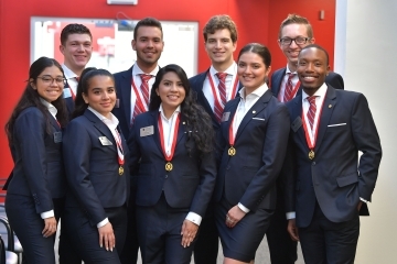 Nusrat Tabassum with fellow President Society members posing for photo