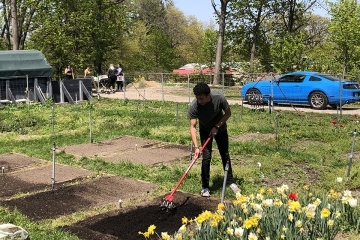 Student at Garden Dedication Ceremony