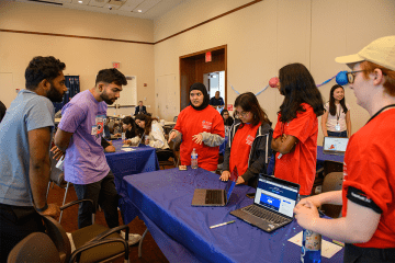Students working together at Hackathon