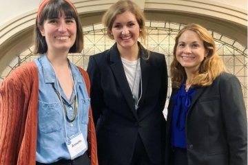 From left: Annette Masterson; Elisabeth Fondren, Ph.D.; and Erin K. Coyle, Ph.D., at the 2023 AJHA Annual Conference in Columbus, OH (photo credit: Tom Mascaro)