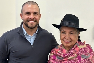 Pablo Sanchez ’13C, ’14G, ’19GCCPS, Adjunct Professor, Sociology and Anthropology at St. John’s College, with Tarcila Rivera Zea