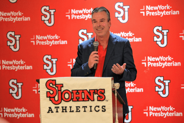 Rob Kalenka at the St. John's Podium at the Carnesecca Golf Outing