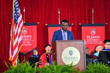 Speaker onstage at New Student Convocation