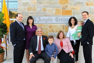 D’Angelo Family in front of the D’Angelo Center Building at St. John's