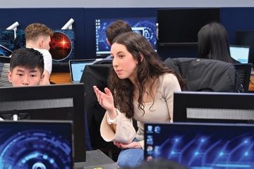 Female student in cyber lab
