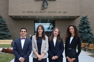 Center for Law and Religion student fellows stand outside St. John's University School of Law.