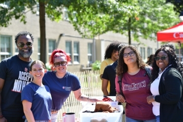 Students at table outside for Career-nival